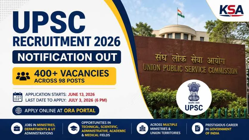 UPSC Recruitment 2026 Notification Out: 400+ Vacancies Announced, Apply Online at ORA Portal