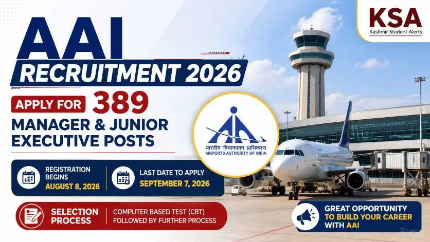 AAI Recruitment 2026: Apply for 389 Manager & Junior Executive Posts, Registration Begins August 8