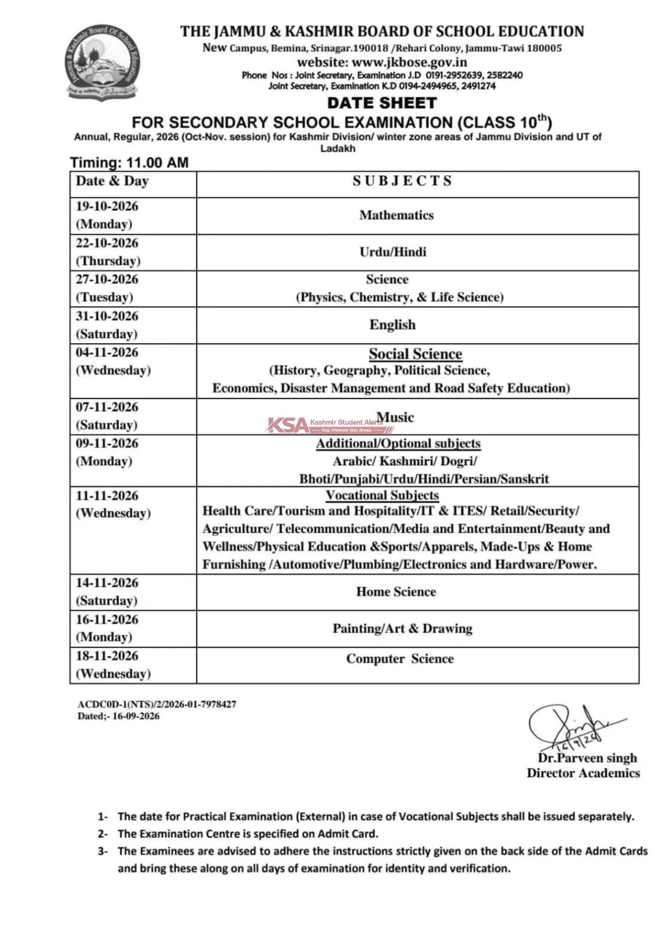 JKBOSE Class 10th, 11th & 12th Annual Regular 2026 Datesheets Released: Check Complete Exam Schedule 1 InShot 20260916 225421370