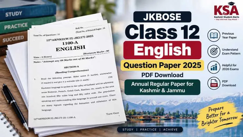 JKBOSE Class 12 English Previous Year Question Paper 2025 PDF